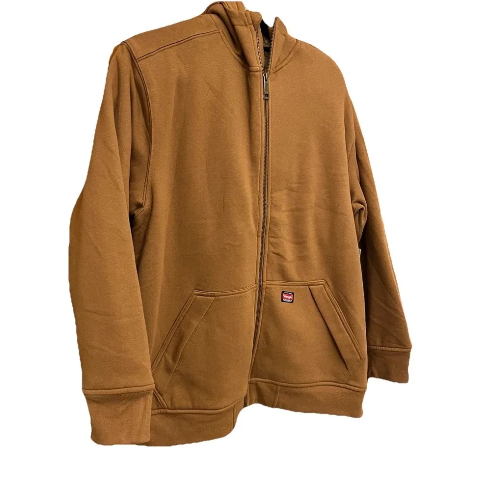 Wrangler Workwear Water Repellant Hoodie Camel Brown Sherpa Lining  Sz XL NWT